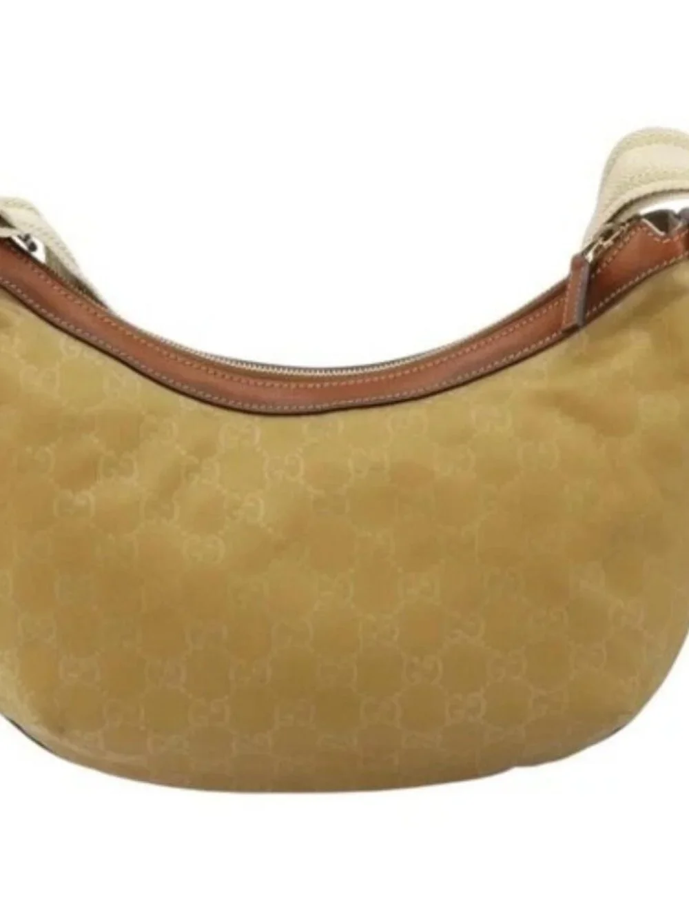 GUCCI GG Canvas Shoulder Bag Nylon Beige Gold 181092 Auth 178909